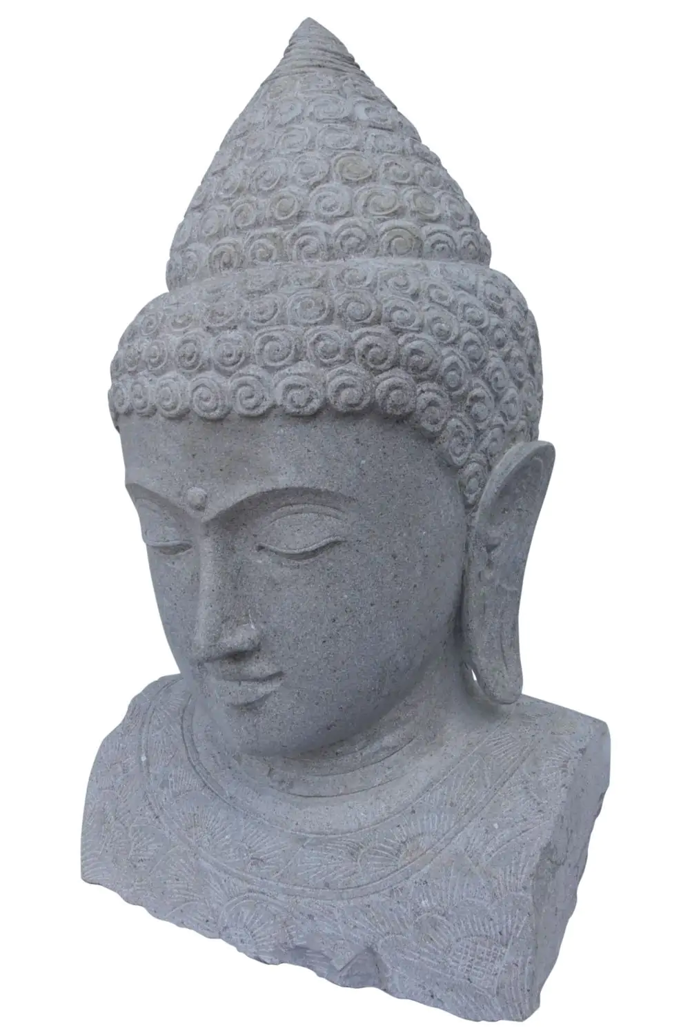  Product image 2 of the product “Buddha bust with floral carving, 40 x 40 x 100cm. Natural stone (river stone), stonemasonry ”
